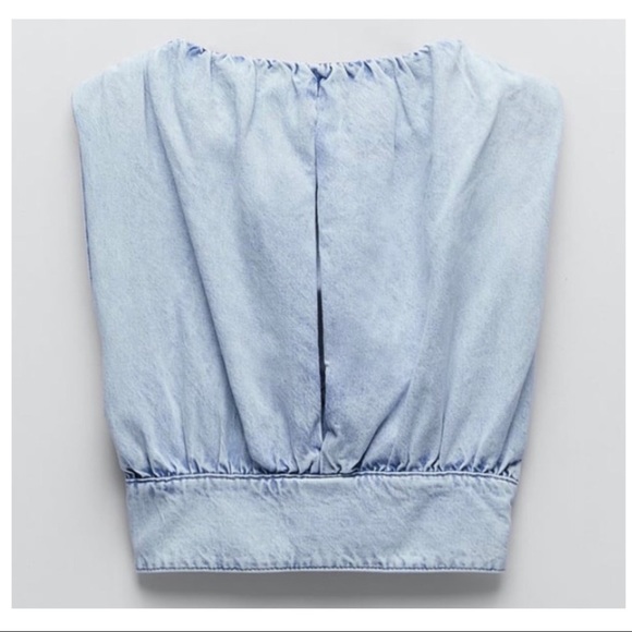Zara Draped denim Top - Picture 3 of 5